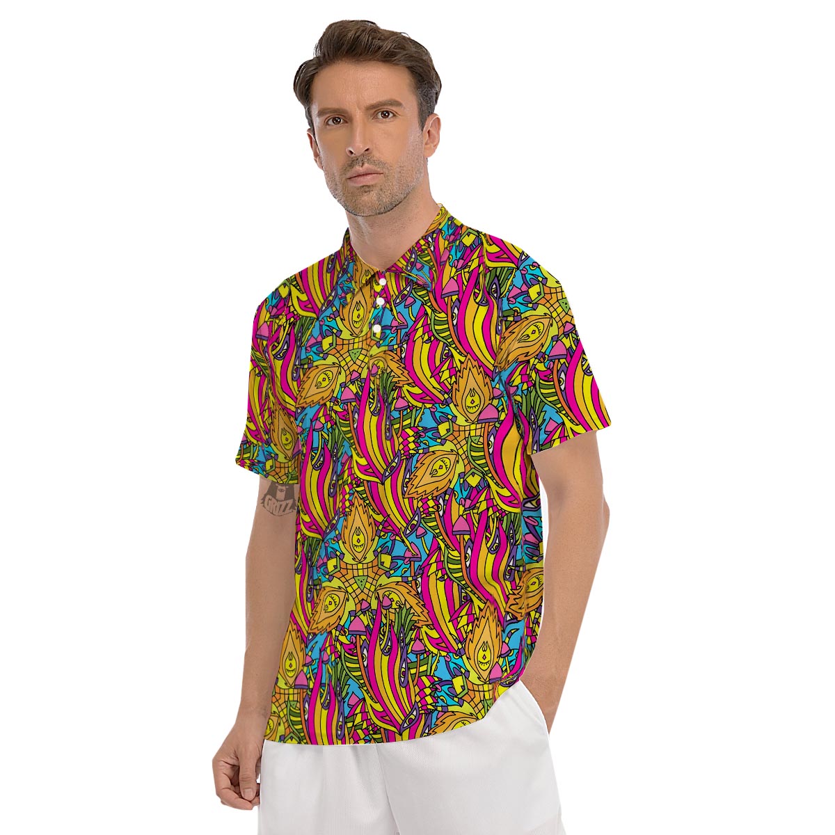 Trippy Hippie Flame Psychedelic Men's Golf Shirts-grizzshop