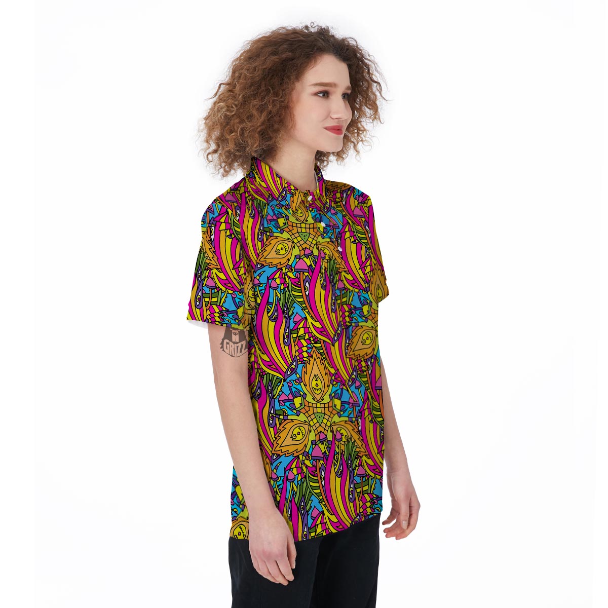 Trippy Hippie Flame Psychedelic Women's Golf Shirts-grizzshop
