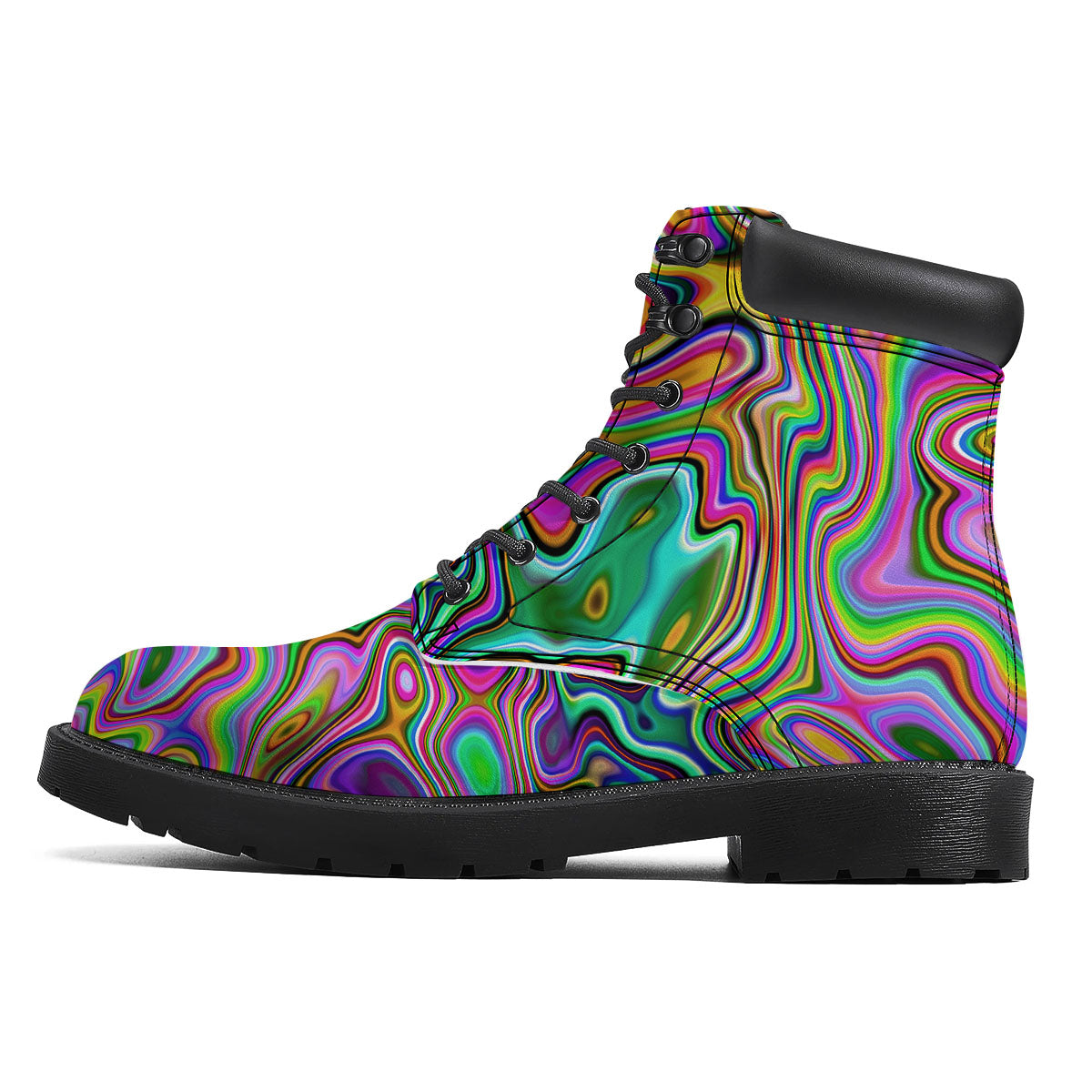 Trippy Liquid Holographic Print Boots-grizzshop