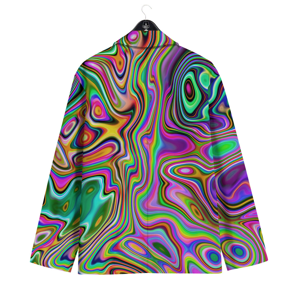Trippy Liquid Holographic Print Men's Sport Coat-grizzshop