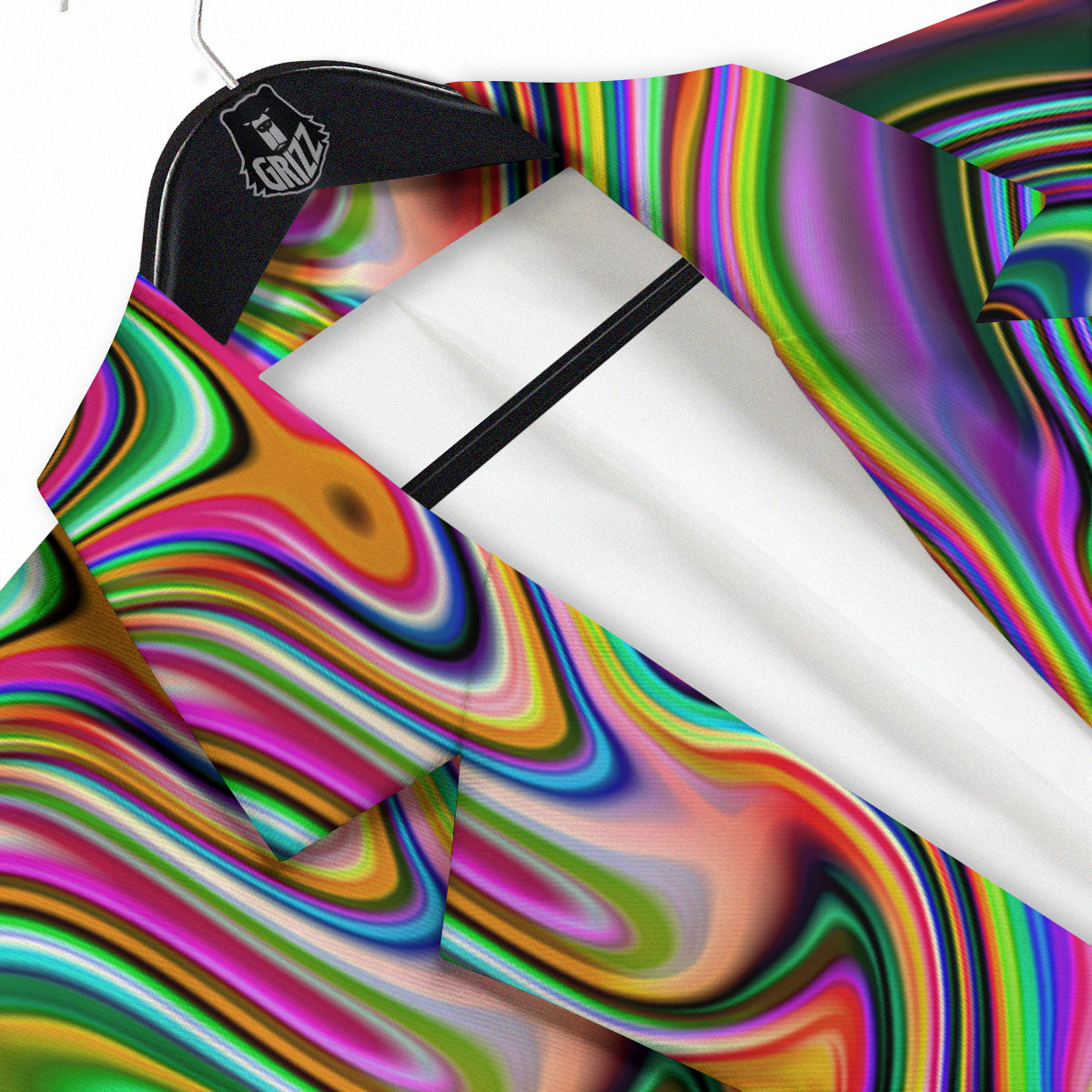 Trippy Liquid Holographic Print Men's Sport Coat-grizzshop