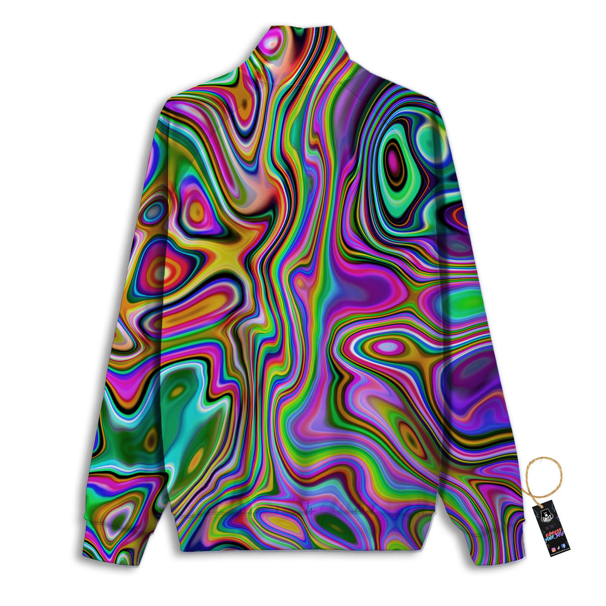 Trippy Liquid Holographic Print Track Jacket-grizzshop