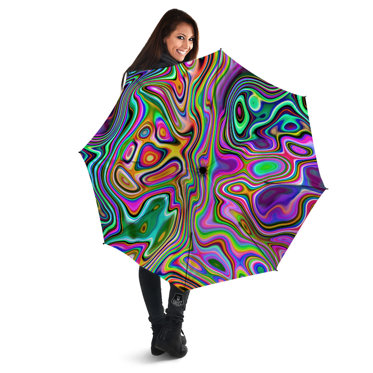 Trippy Liquid Holographic Print Umbrella-grizzshop
