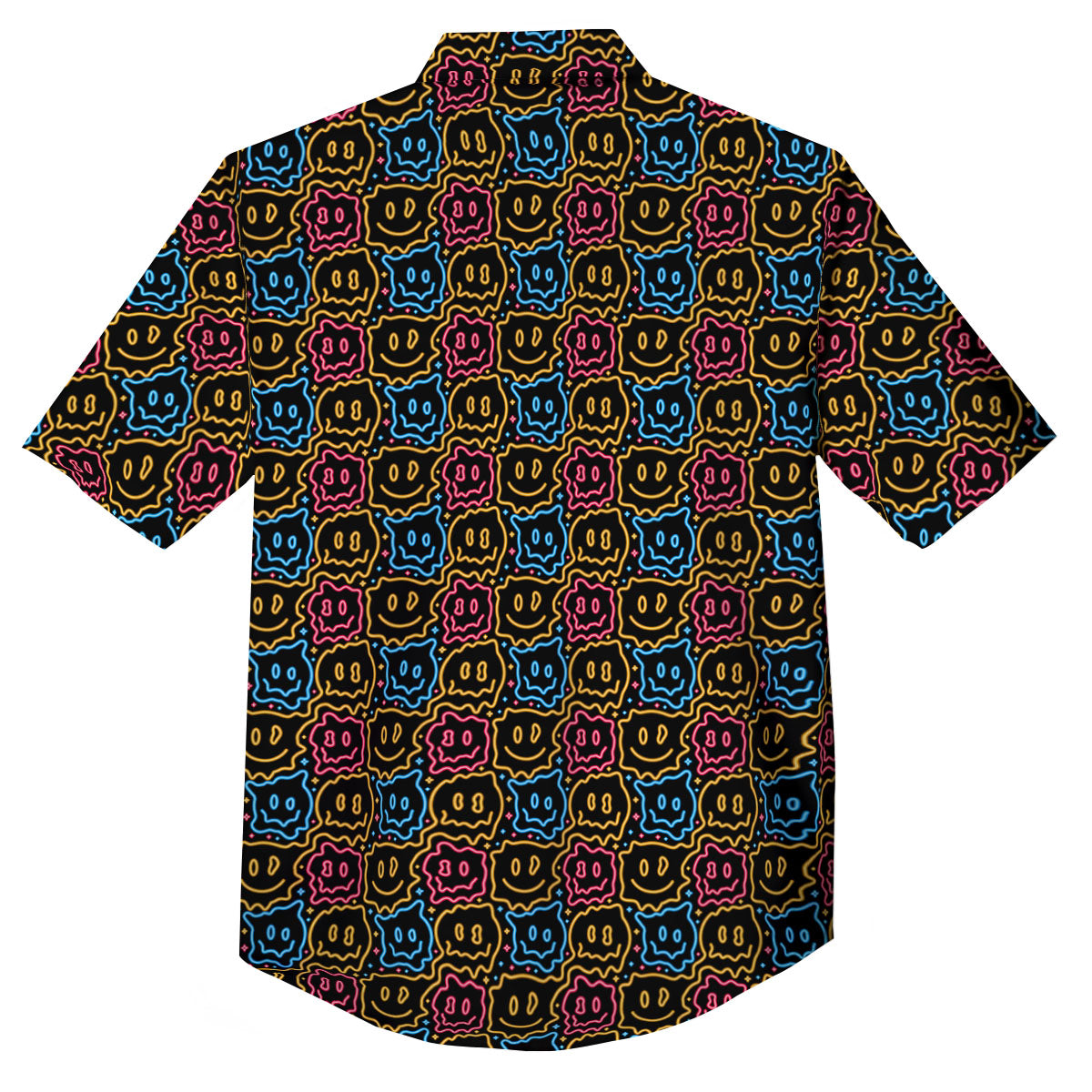 Trippy Neon Psychedelic Print Button Up Shirt-grizzshop