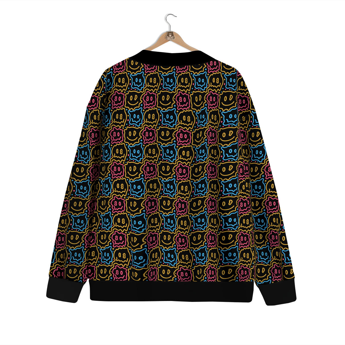 Trippy Neon Psychedelic Print Cardigan-grizzshop
