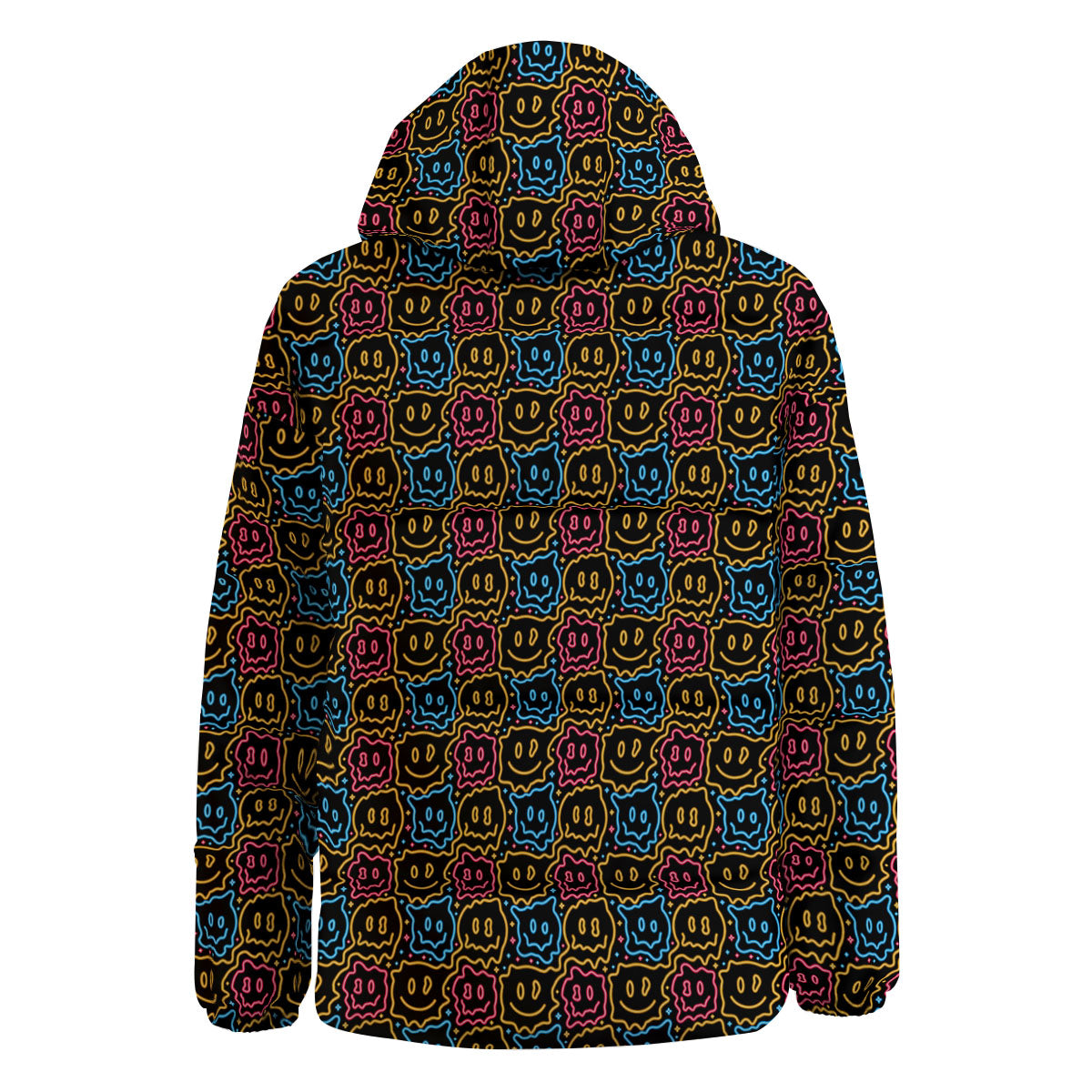Trippy Neon Psychedelic Print Down Jacket-grizzshop