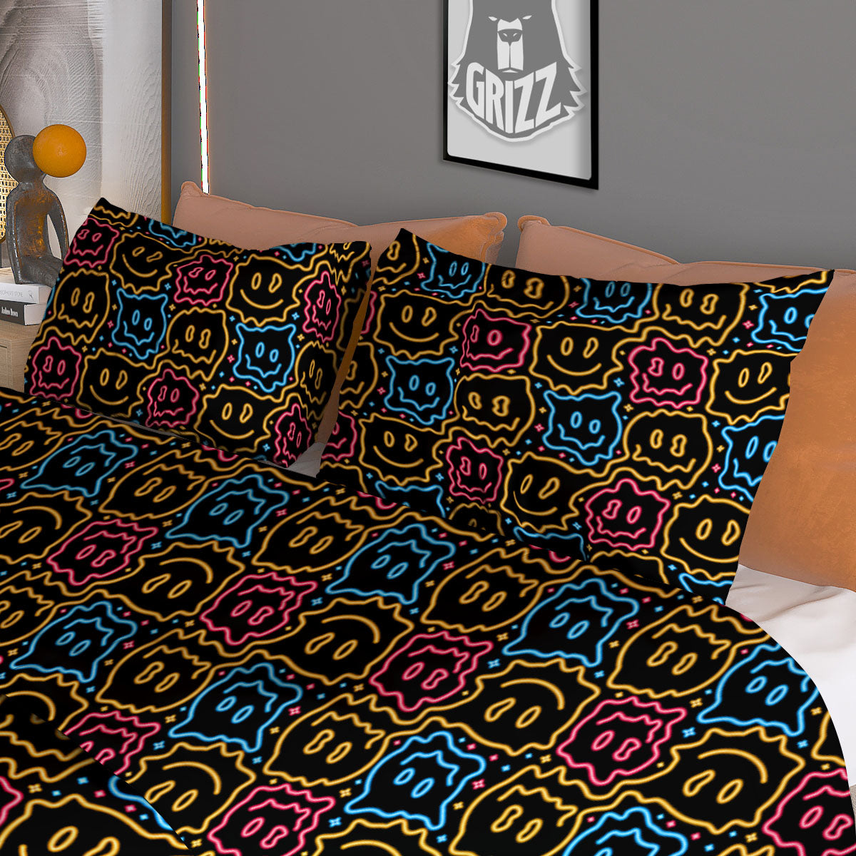 Trippy Neon Psychedelic Print Duvet Cover Bedding Set