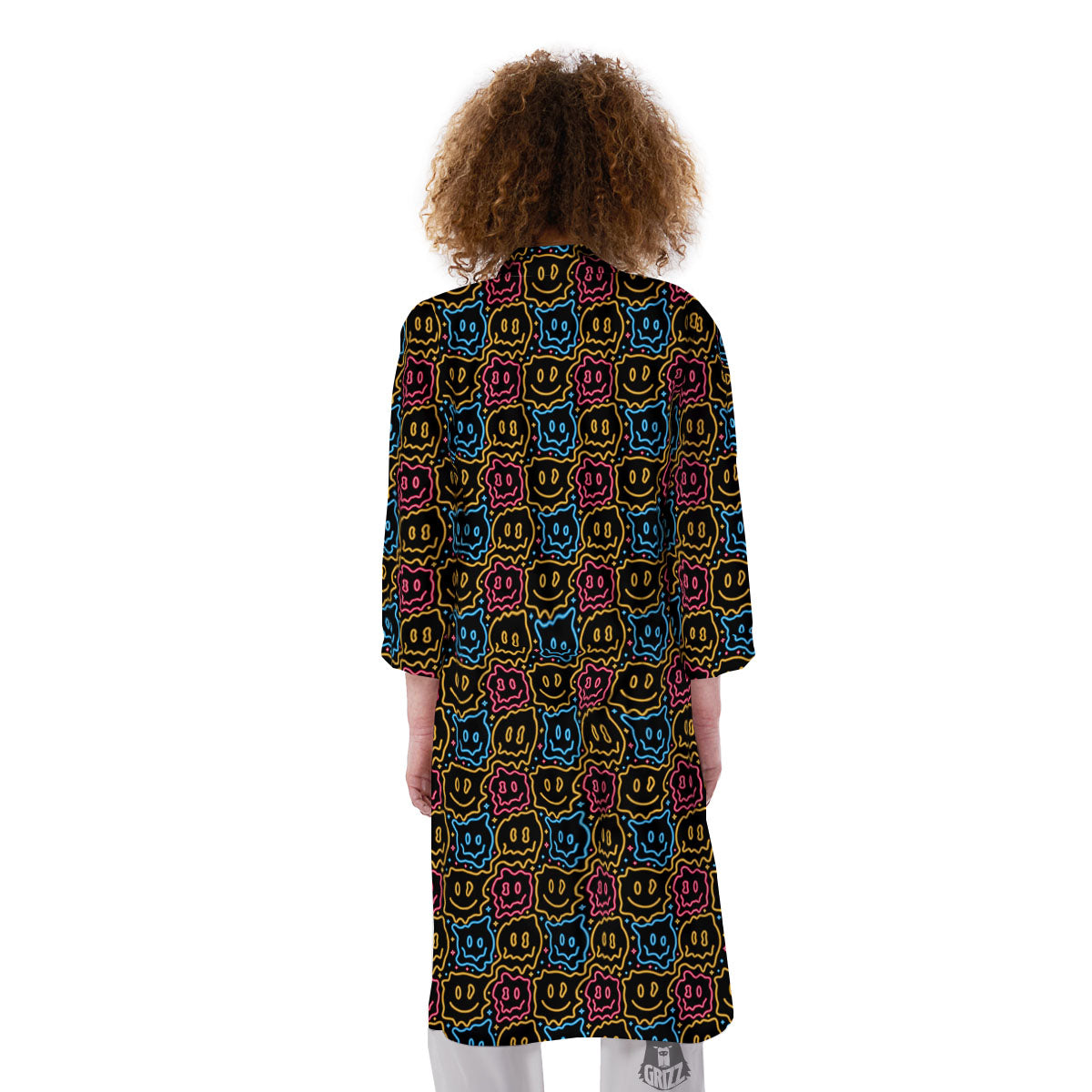 Trippy Neon Psychedelic Print Kimono-grizzshop