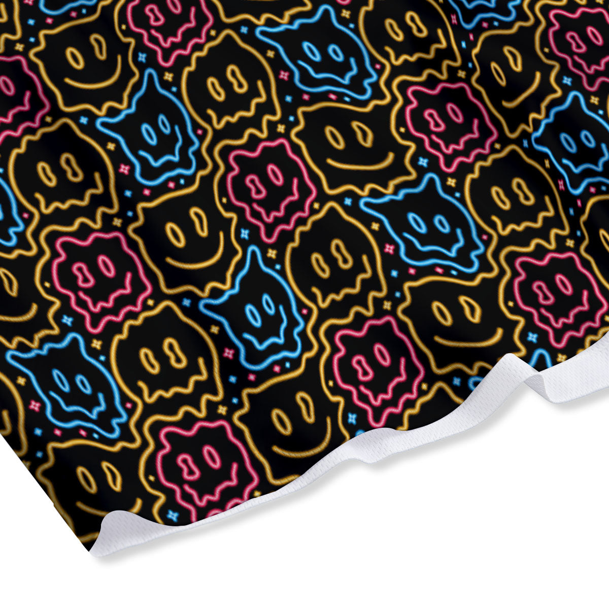 Trippy Neon Psychedelic Print Mesh Shorts