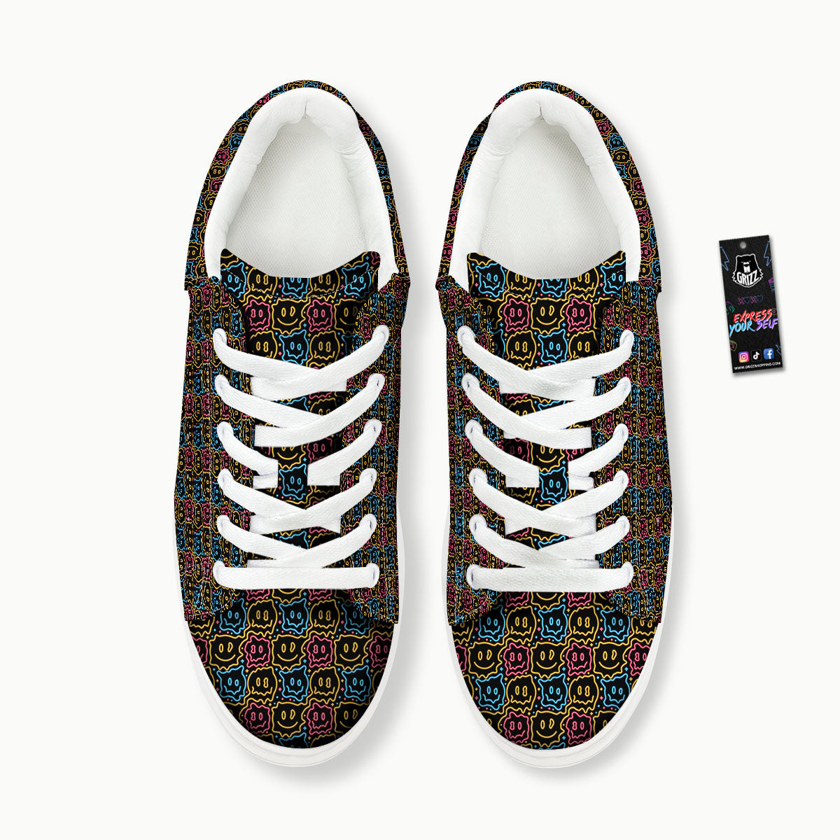 Trippy Neon Psychedelic Print Platform Shoes-grizzshop