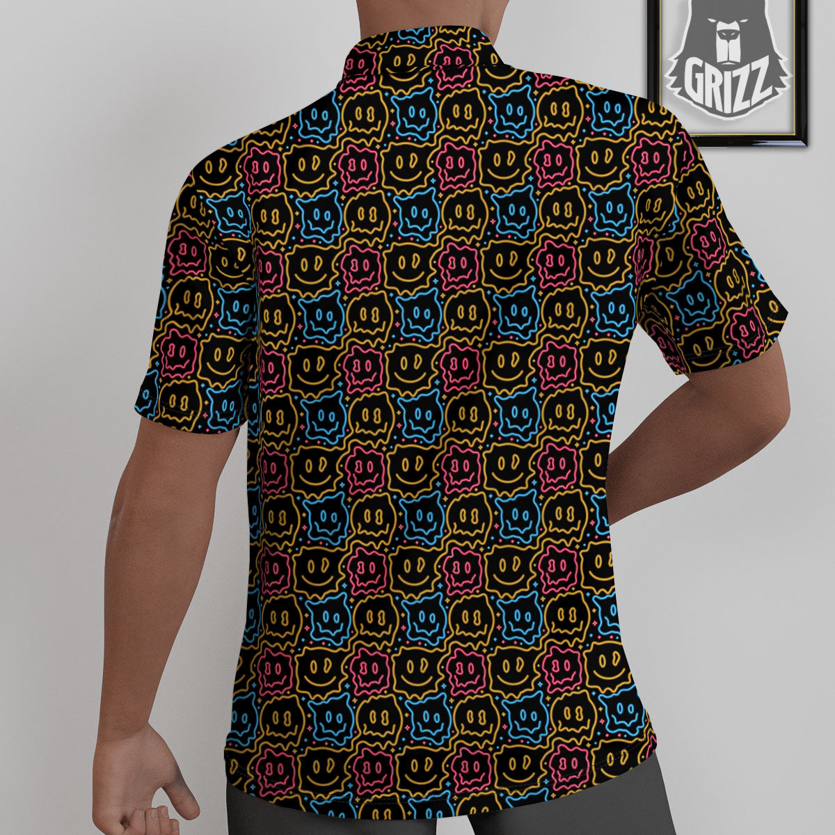 Trippy Neon Psychedelic Print Untucked Shirts-grizzshop