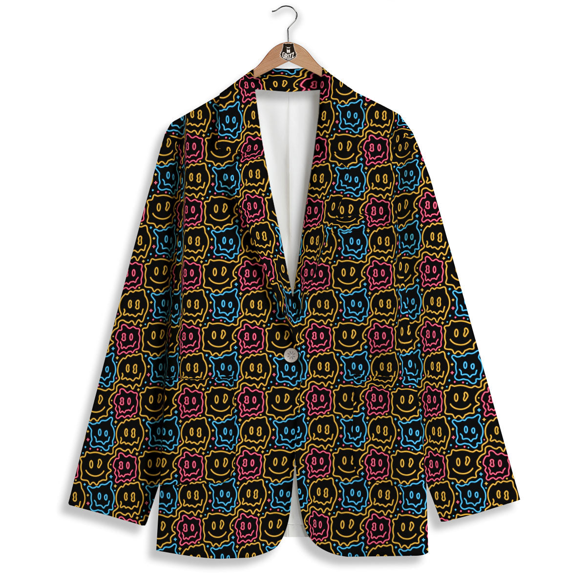 Trippy Neon Psychedelic Print Women's Blazer-grizzshop