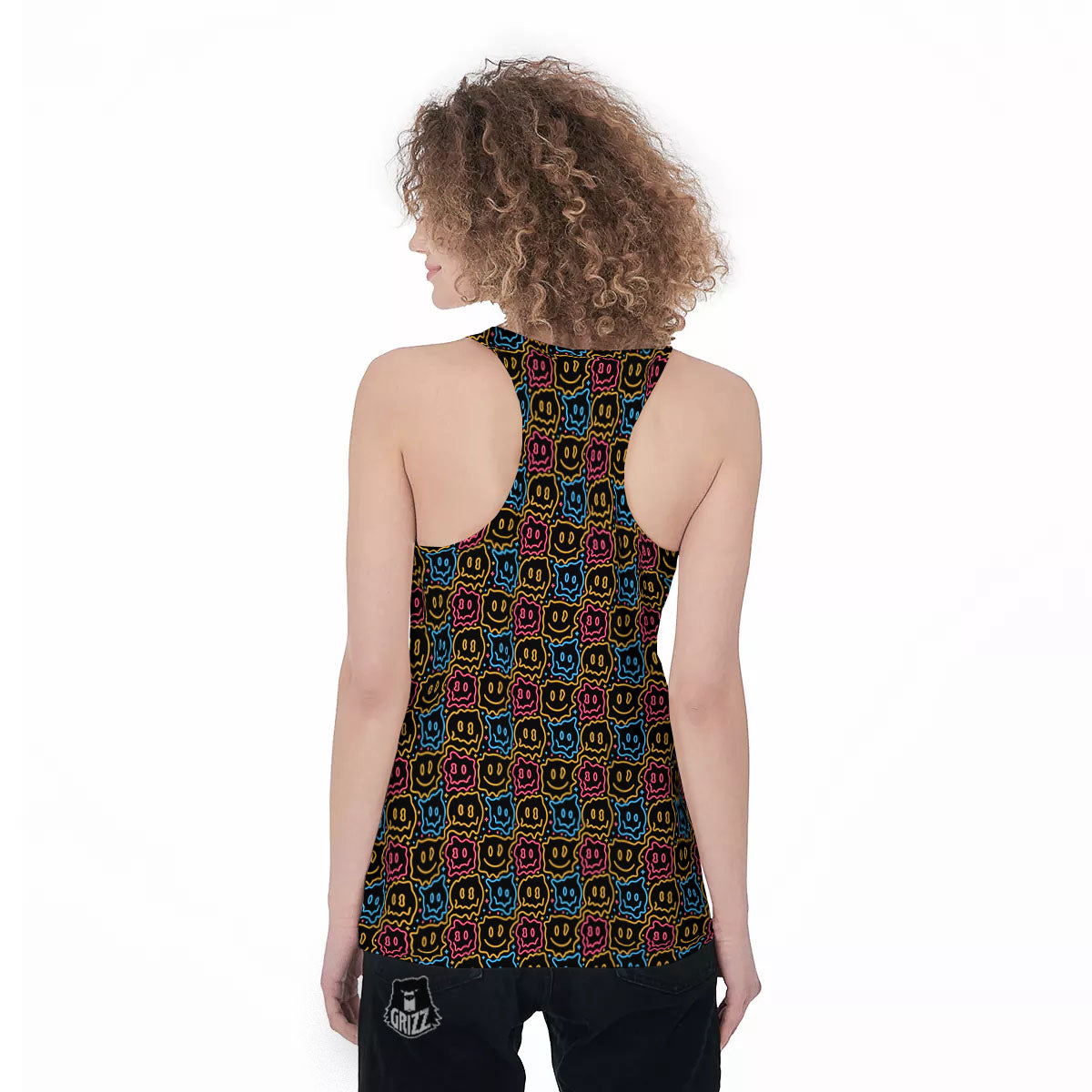 Trippy Neon Psychedelic Print Women's Racerback Tank Top-grizzshop