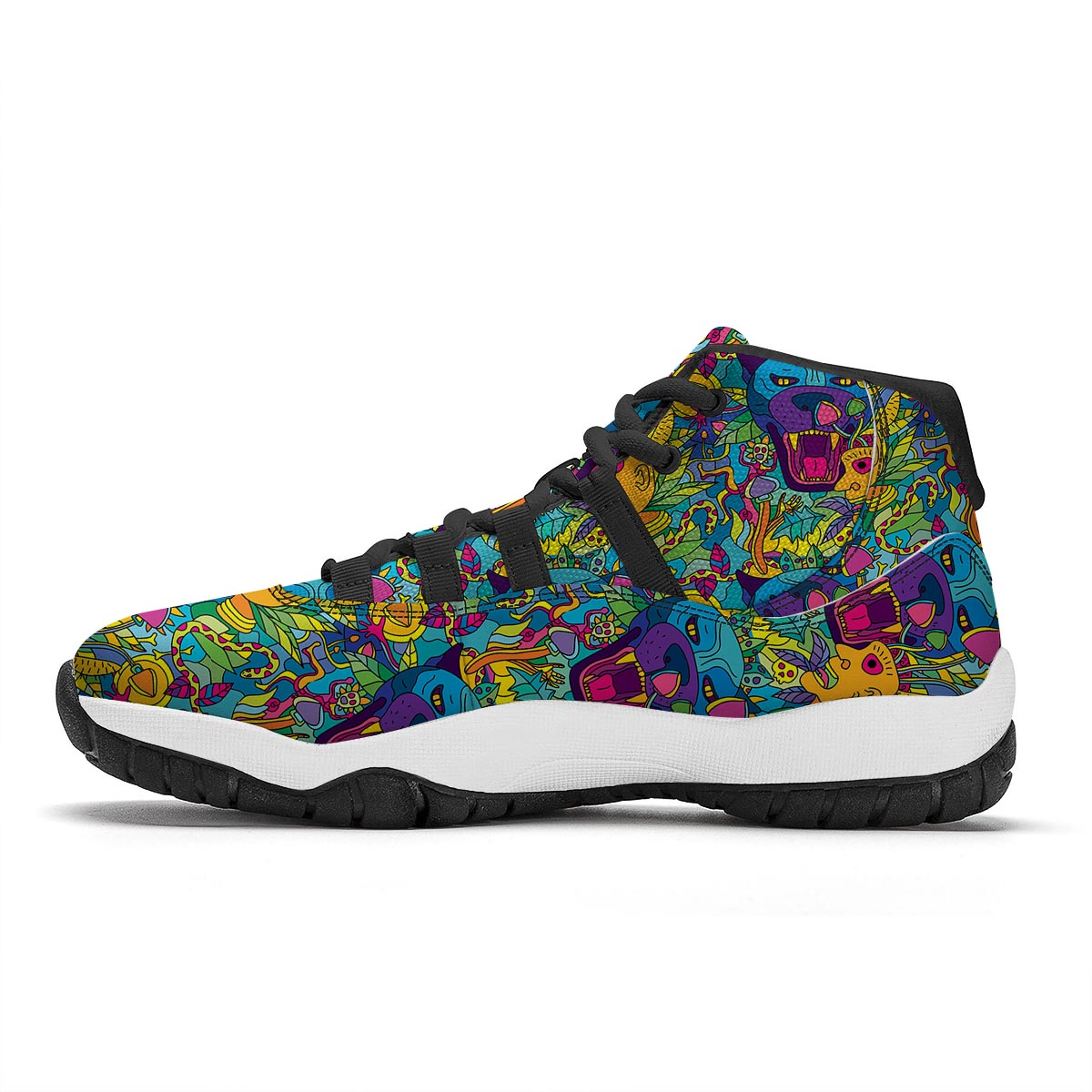 Trippy Pattern Print Black Bball Shoes-grizzshop