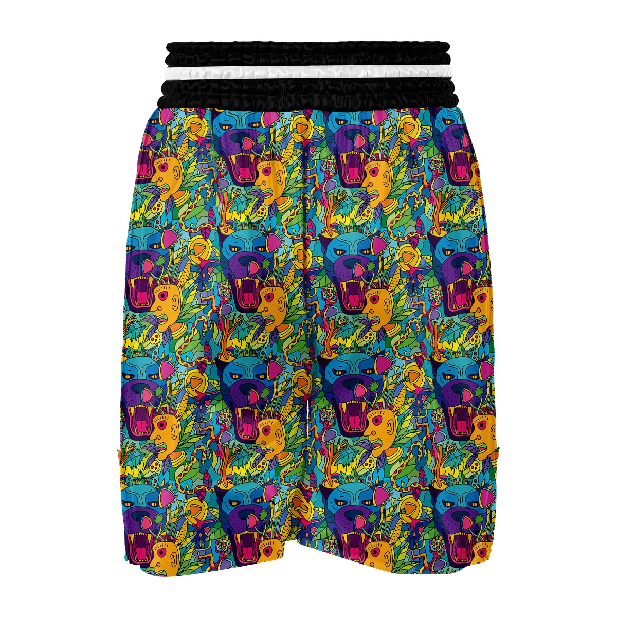 Trippy Pattern Print Boxing Shorts-grizzshop