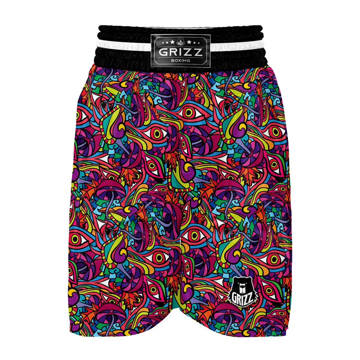 Trippy Print Pattern Boxing Shorts-grizzshop