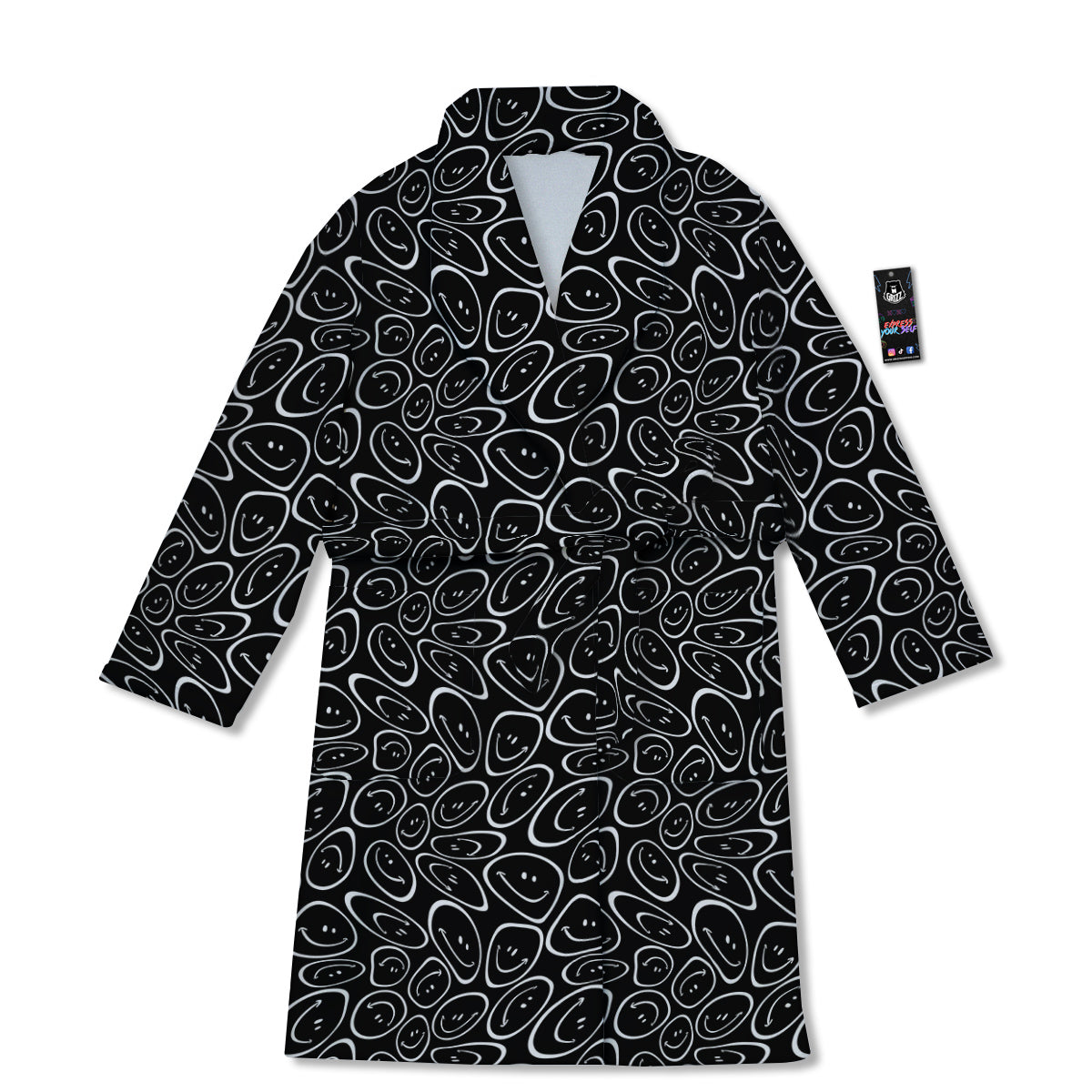 Trippy Psychedelic Dark Print Bathrobe-grizzshop