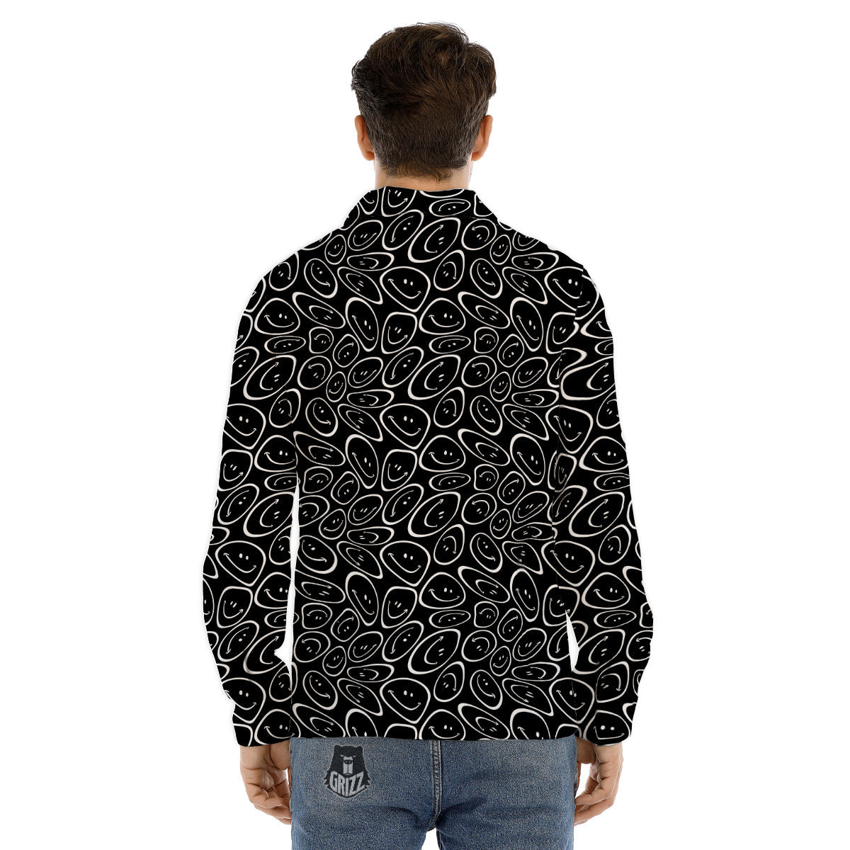 Trippy Psychedelic Dark Print Men's Dress Shirts-grizzshop