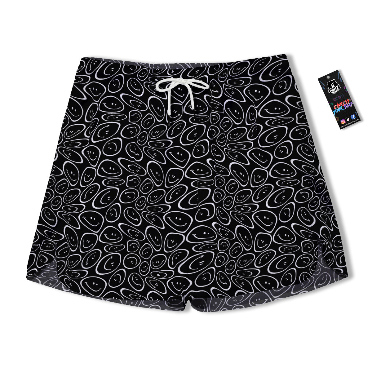 Trippy Psychedelic Dark Print Men's Running Shorts-grizzshop