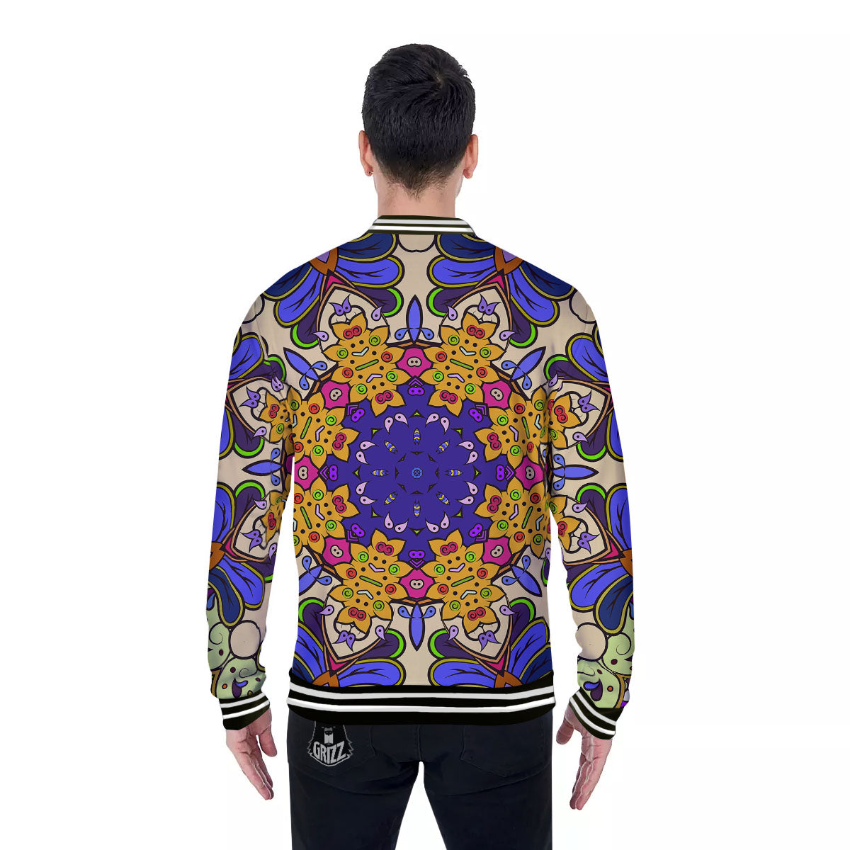 Trippy Psychedelic Ethnic Print Baseball Jacket-grizzshop