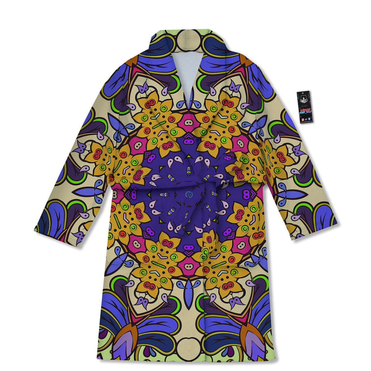 Trippy Psychedelic Ethnic Print Bathrobe-grizzshop