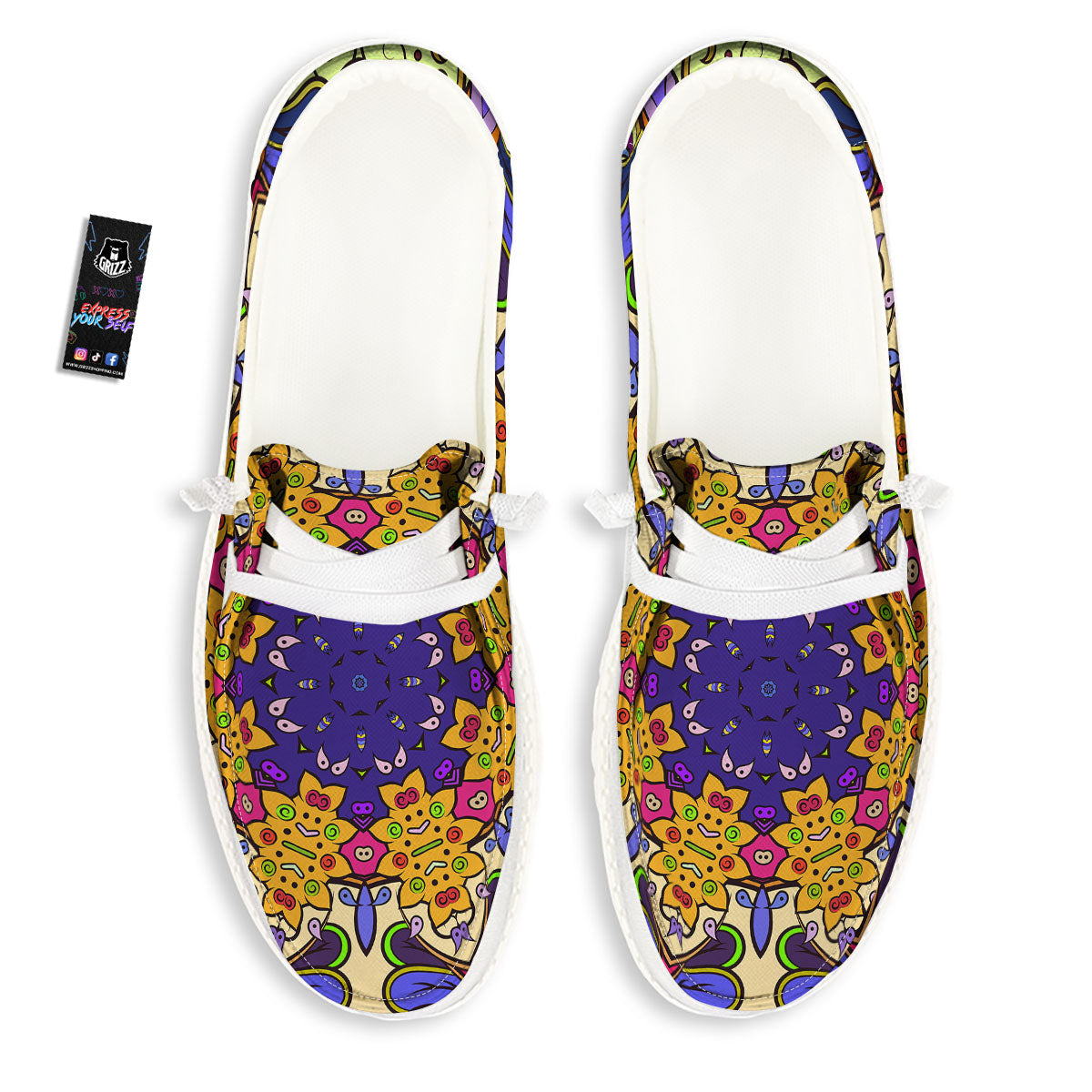 Trippy Psychedelic Ethnic Print Black Loafers-grizzshop