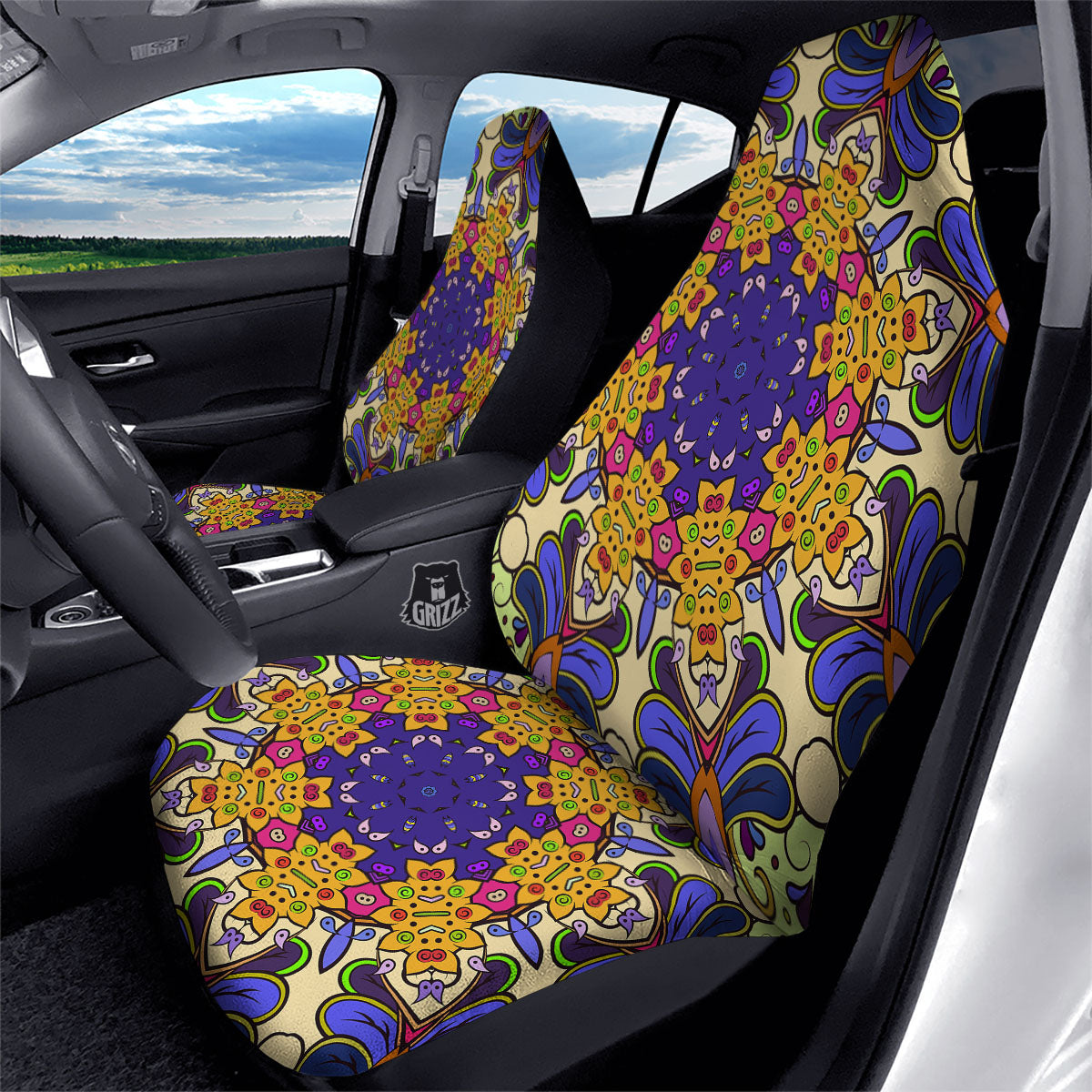 Trippy Psychedelic Ethnic Print Car Seat Covers-grizzshop