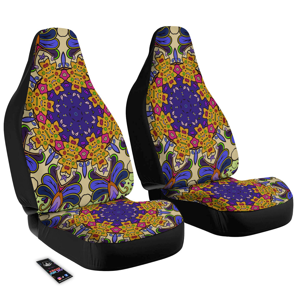 Trippy Psychedelic Ethnic Print Car Seat Covers-grizzshop