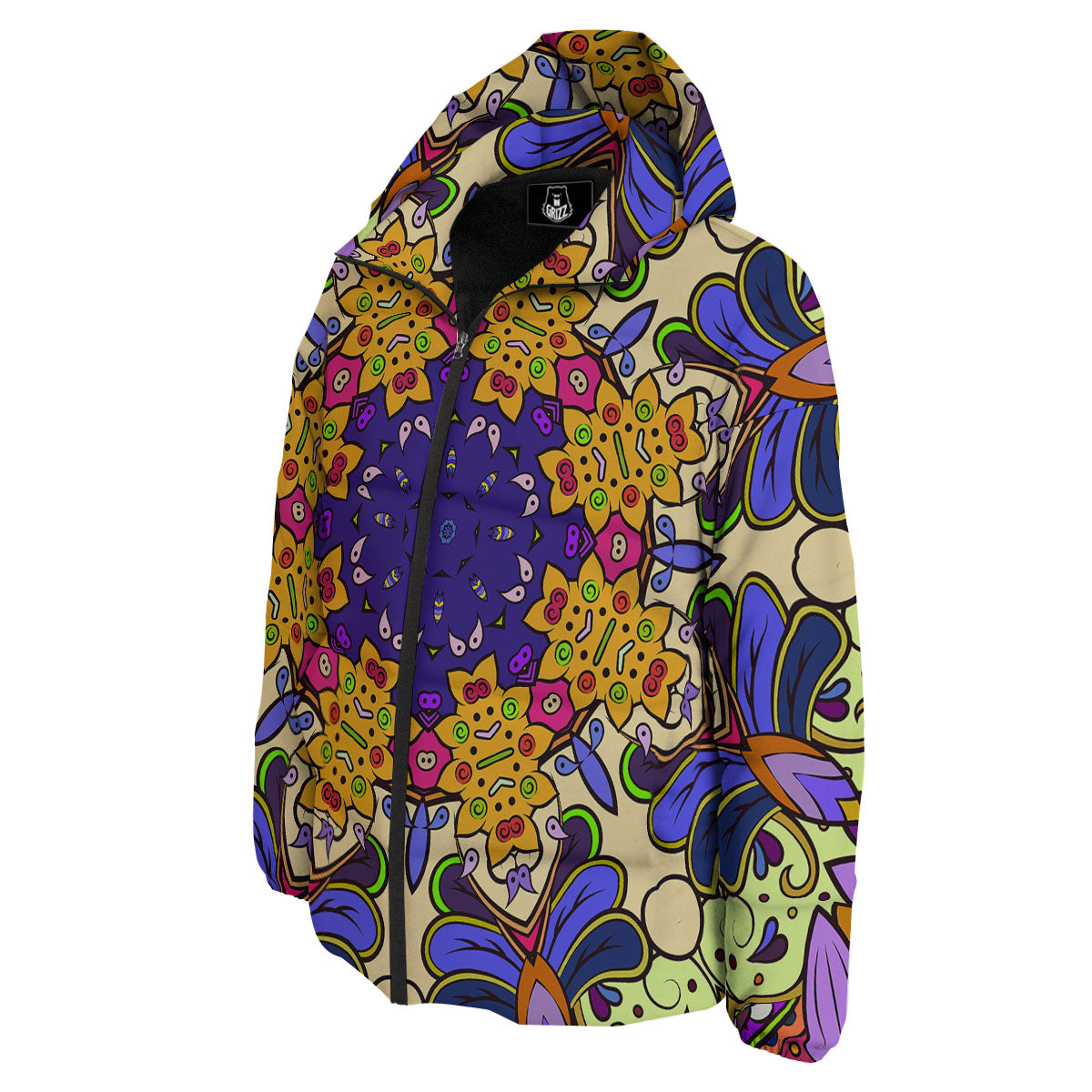 Trippy Psychedelic Ethnic Print Down Jacket-grizzshop