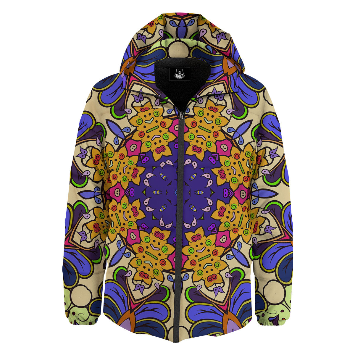 Trippy Psychedelic Ethnic Print Down Jacket-grizzshop