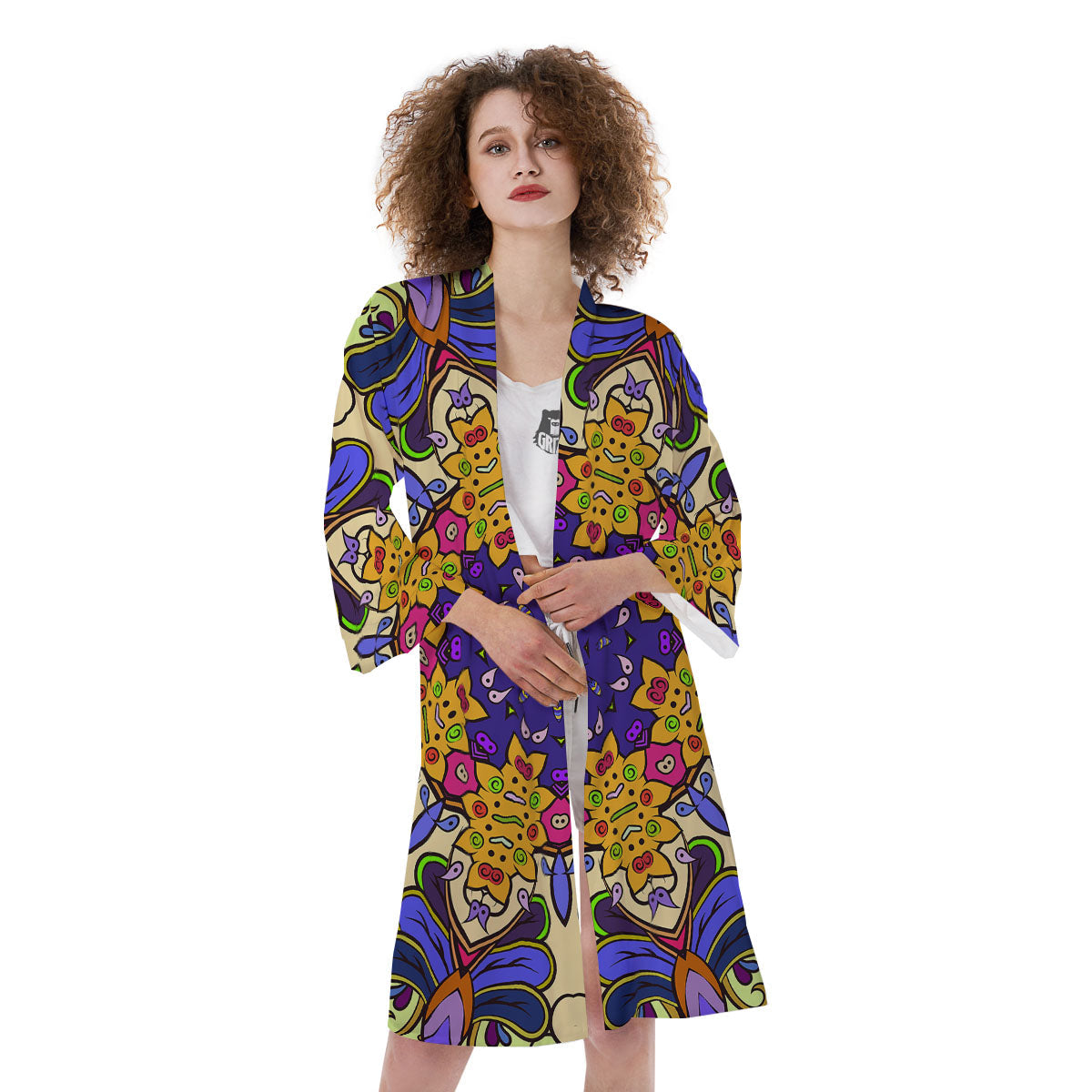Trippy Psychedelic Ethnic Print Kimono-grizzshop