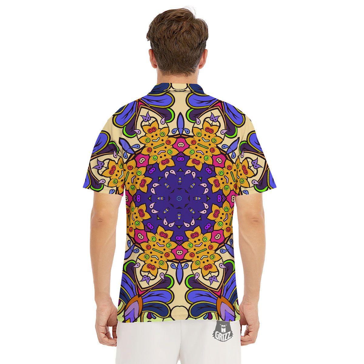 Trippy Psychedelic Ethnic Print Men's Golf Shirts-grizzshop