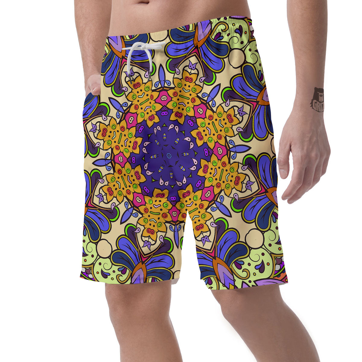 Trippy Psychedelic Ethnic Print Men's Shorts-grizzshop