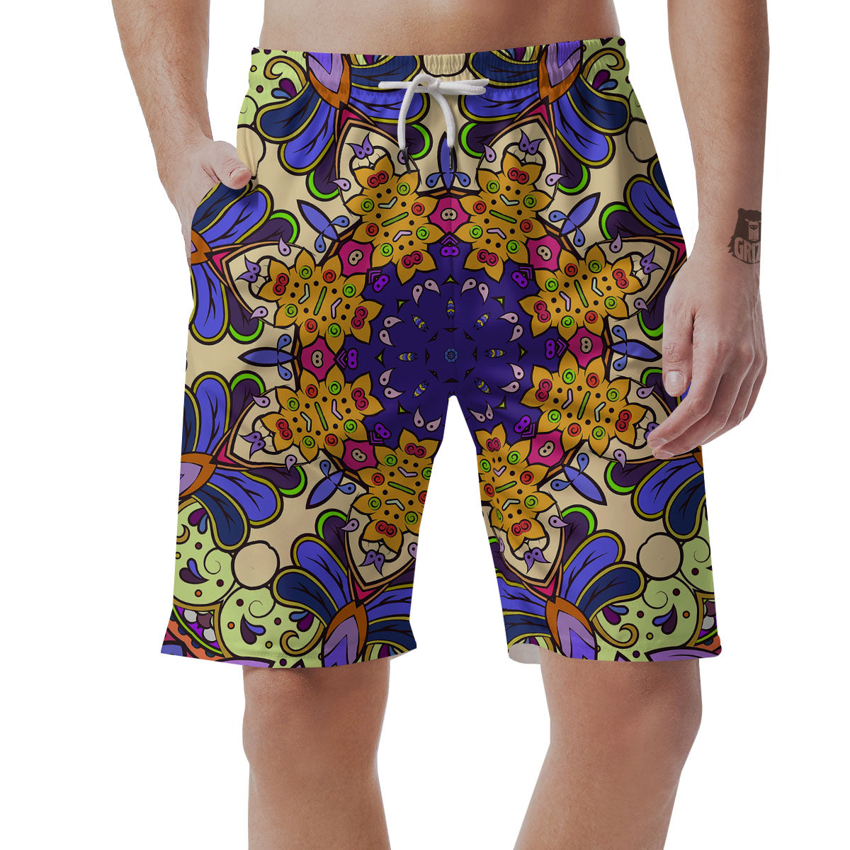 Trippy Psychedelic Ethnic Print Men's Shorts-grizzshop