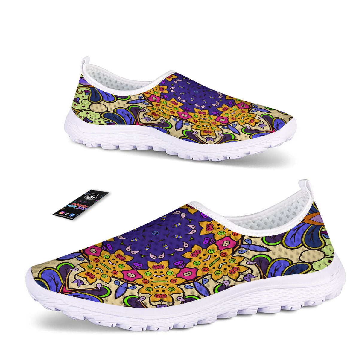 Trippy Psychedelic Ethnic Print Nurse Shoes-grizzshop