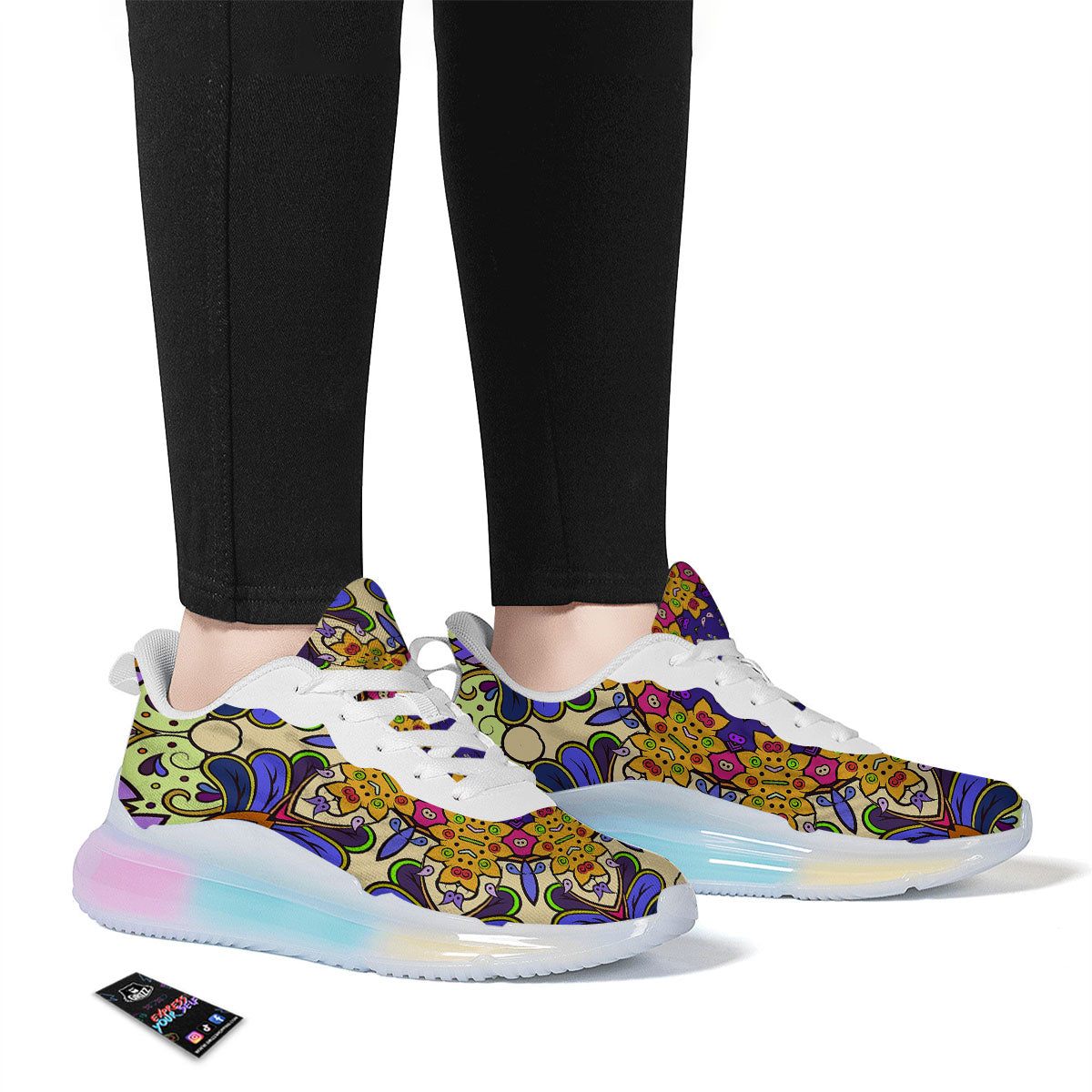 Trippy Psychedelic Ethnic Print Running Sneakers-grizzshop