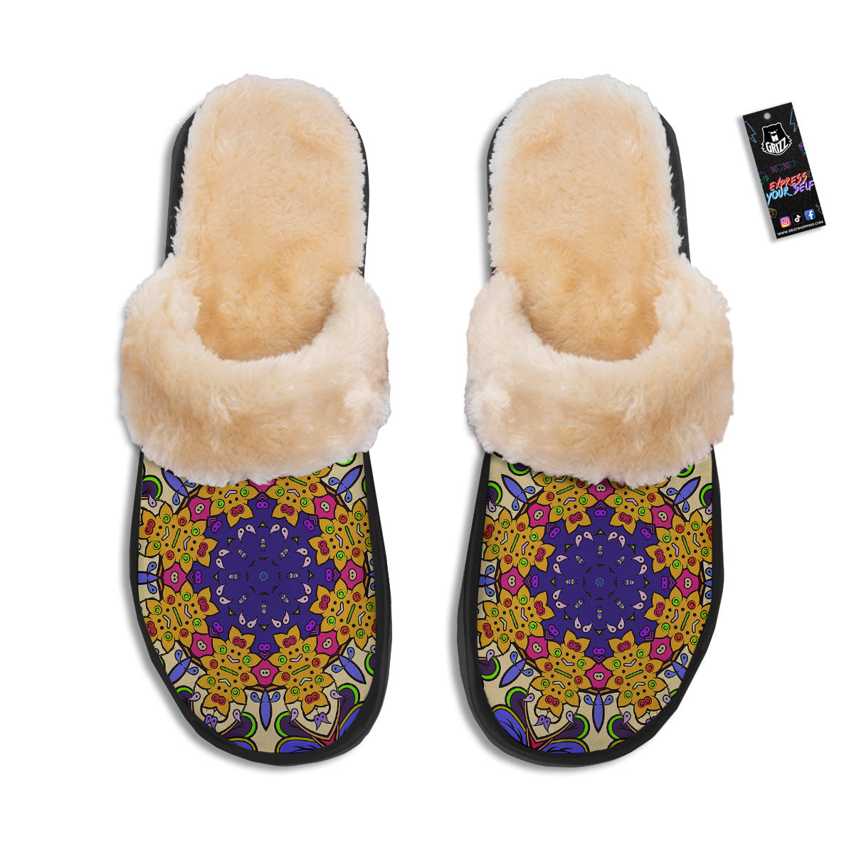 Trippy Psychedelic Ethnic Print Slippers-grizzshop