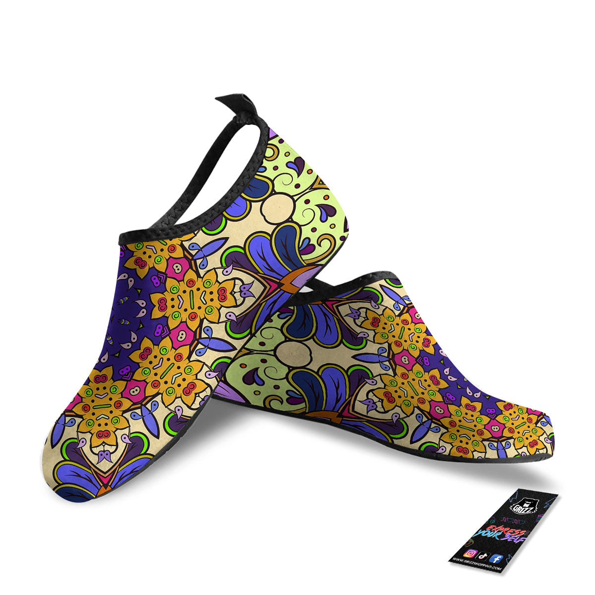 Trippy Psychedelic Ethnic Print Water Shoes-grizzshop