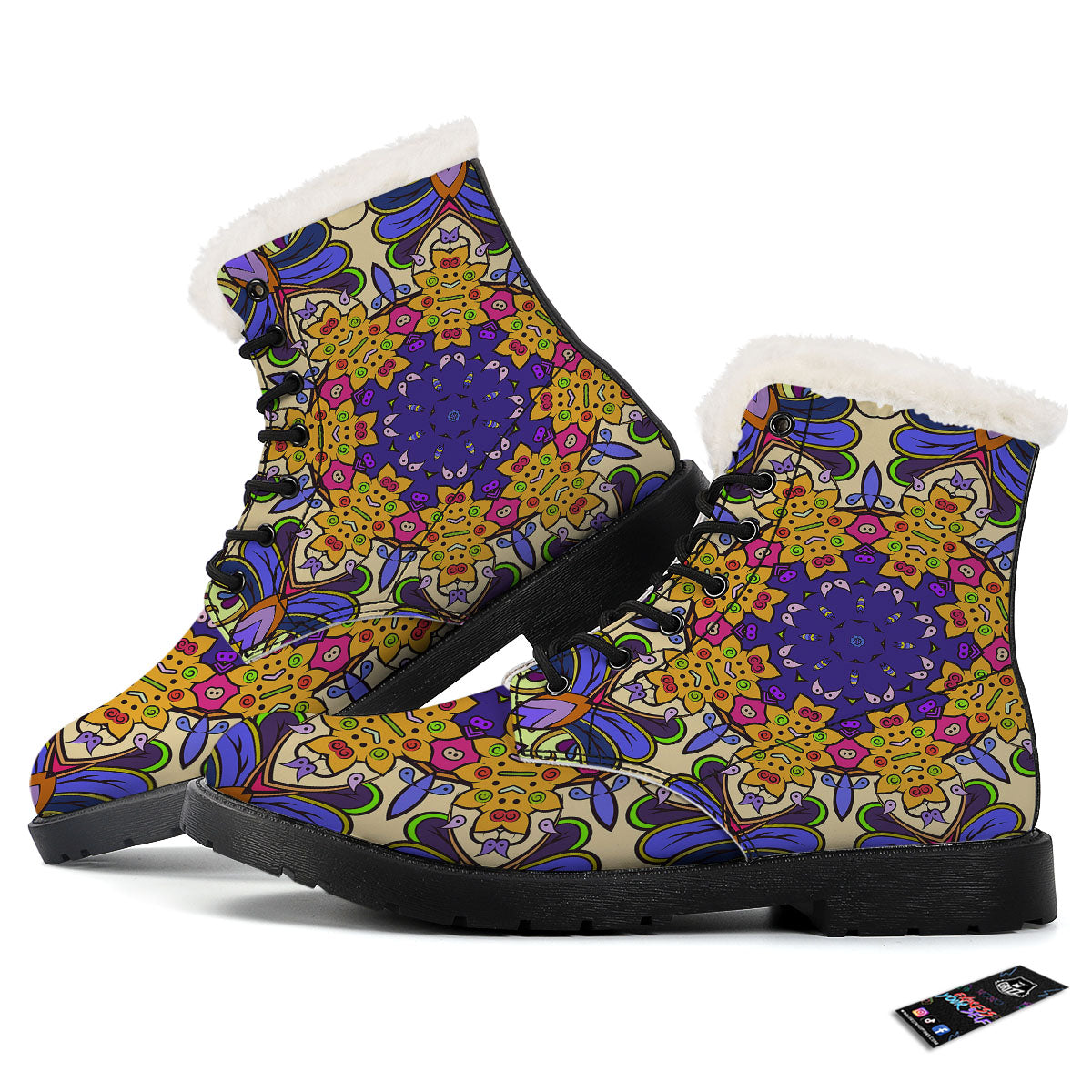 Trippy Psychedelic Ethnic Print Winter Boots-grizzshop