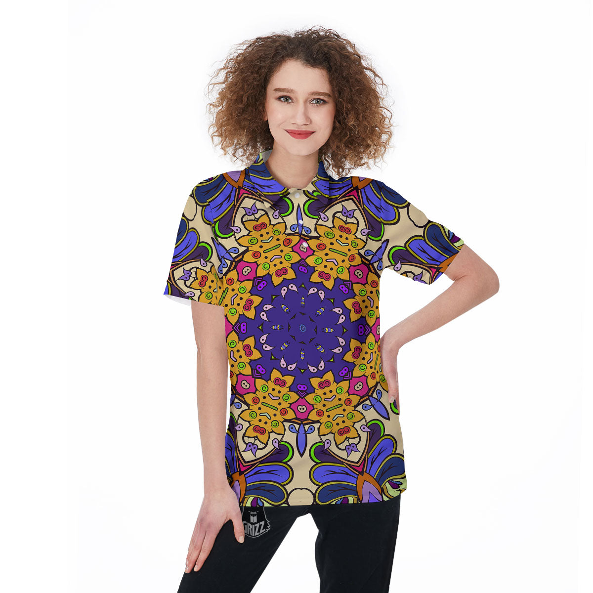 Trippy Psychedelic Ethnic Print Women's Golf Shirts-grizzshop