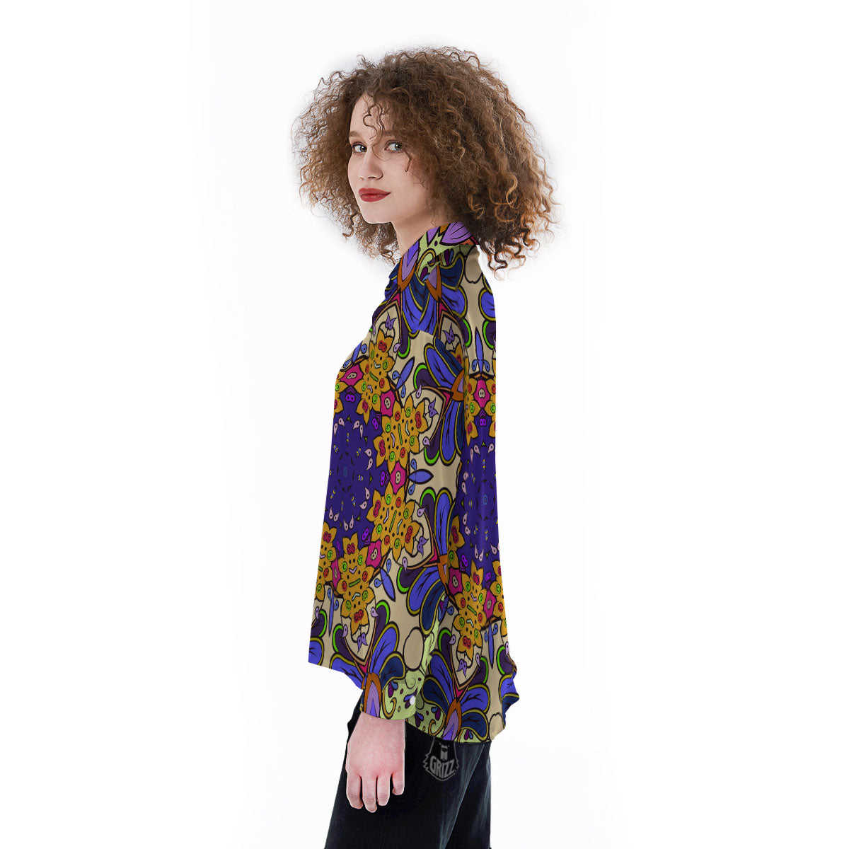 Trippy Psychedelic Ethnic Print Women's Long Sleeve Shirts-grizzshop