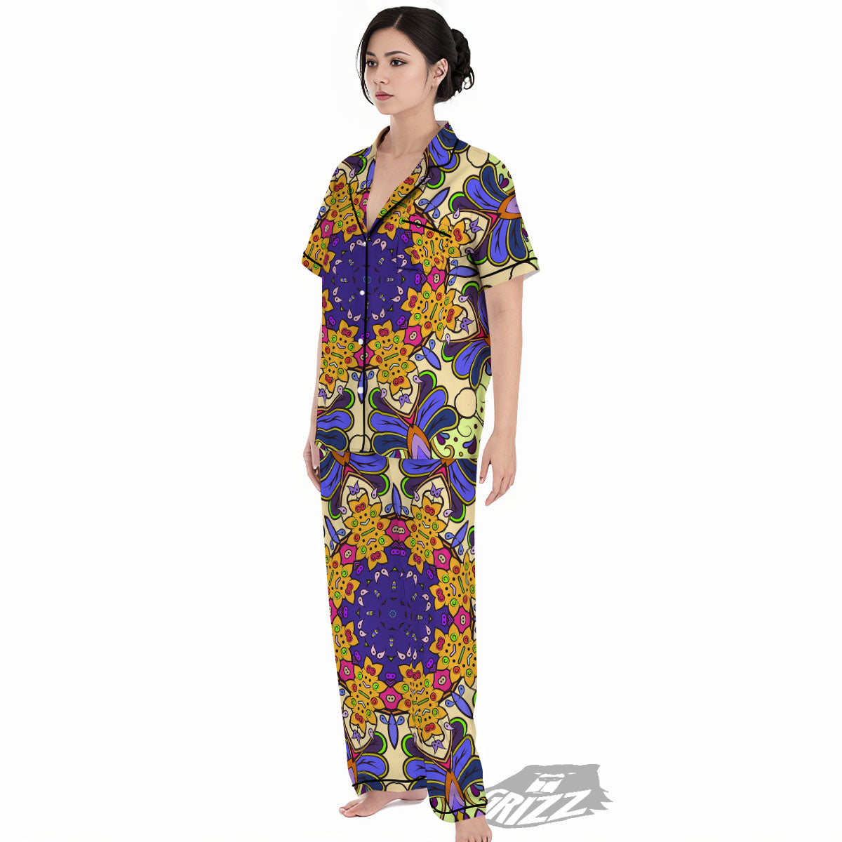 Trippy Psychedelic Ethnic Print Women's Pajamas Set-grizzshop