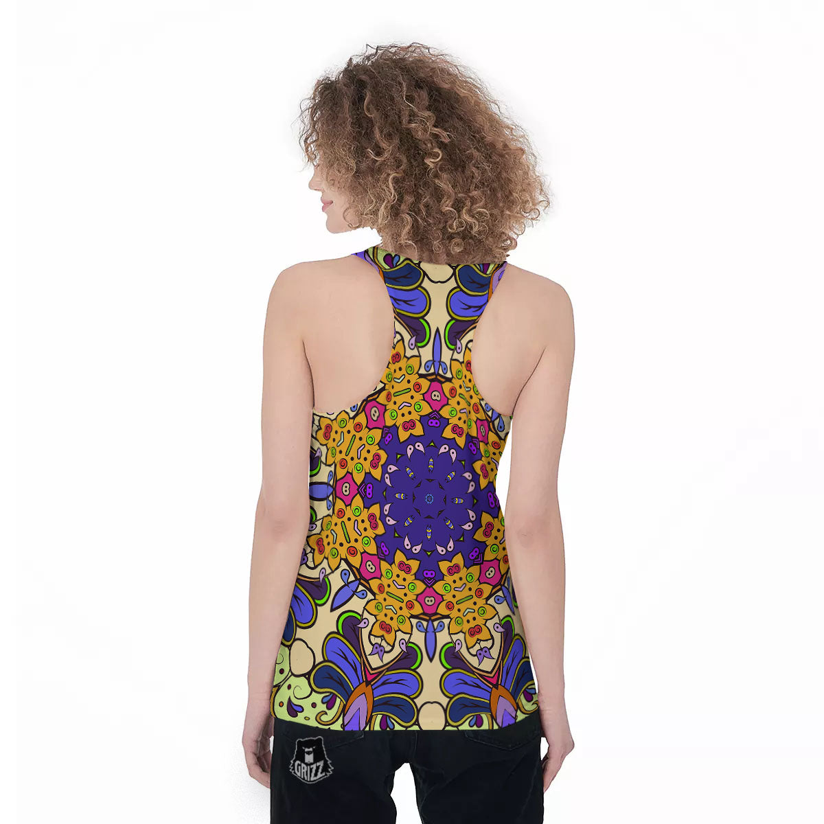 Trippy Psychedelic Ethnic Print Women's Racerback Tank Top-grizzshop