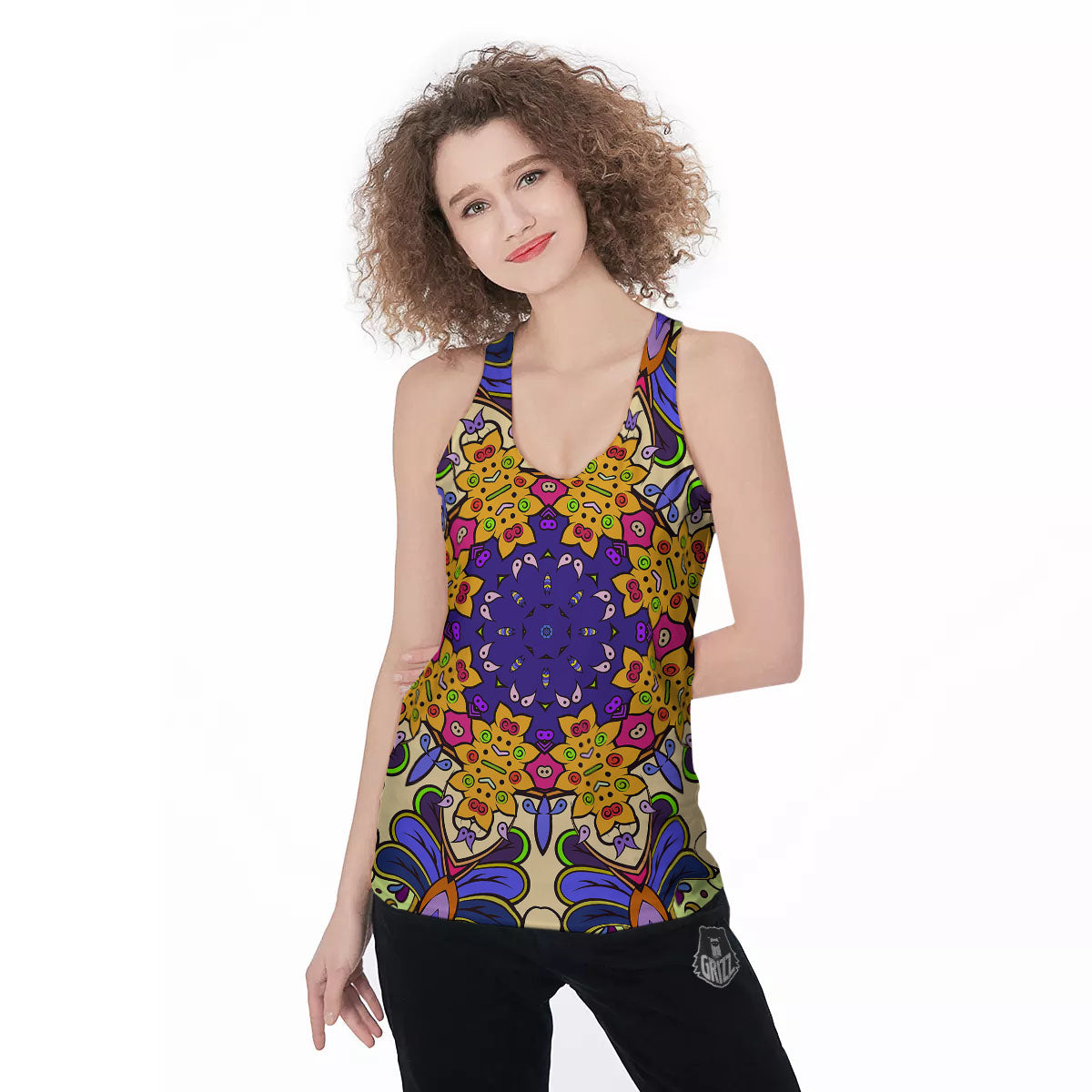 Trippy Psychedelic Ethnic Print Women's Racerback Tank Top-grizzshop
