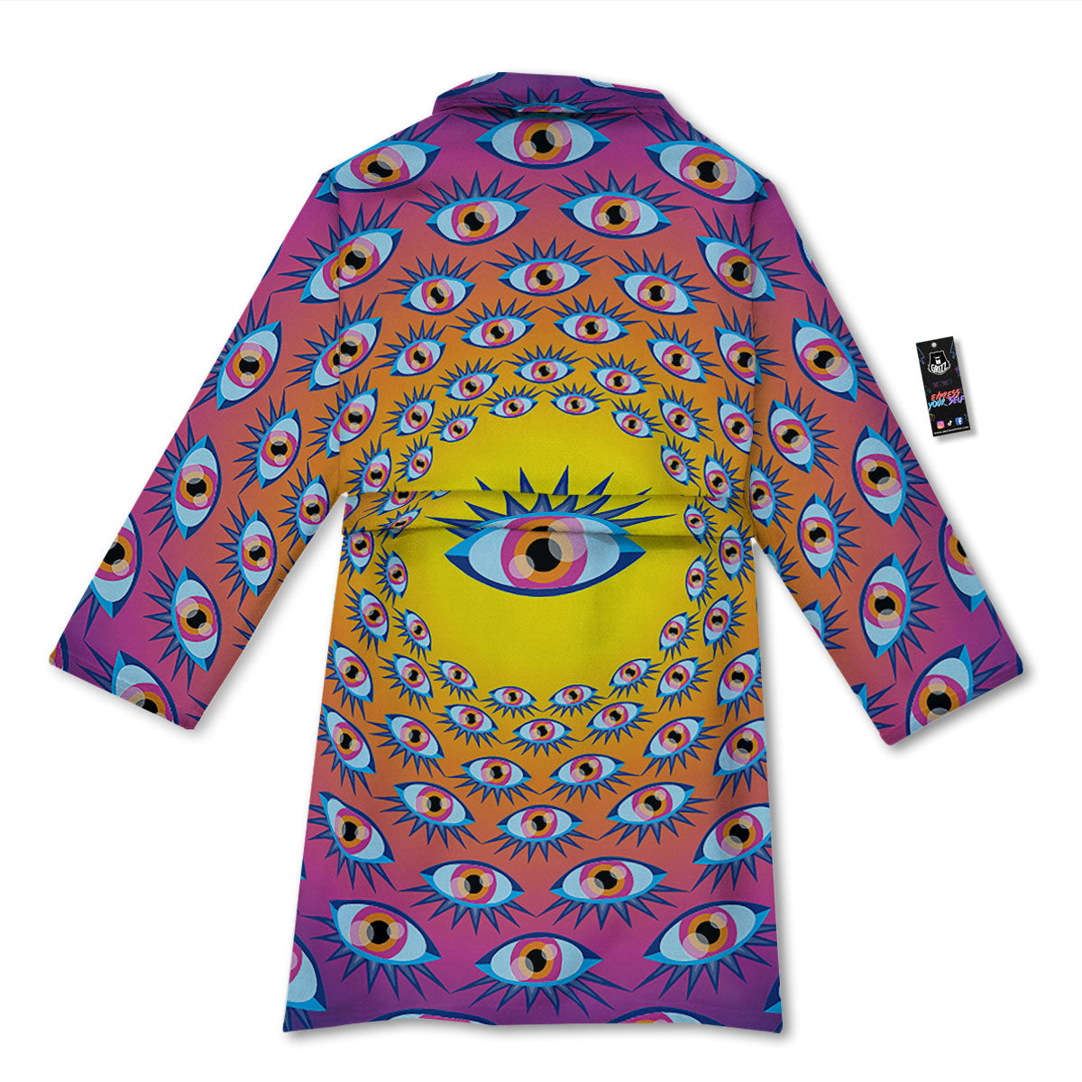 Trippy Psychedelic Eyes Print Bathrobe-grizzshop