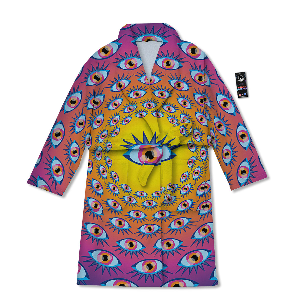 Trippy Psychedelic Eyes Print Bathrobe-grizzshop