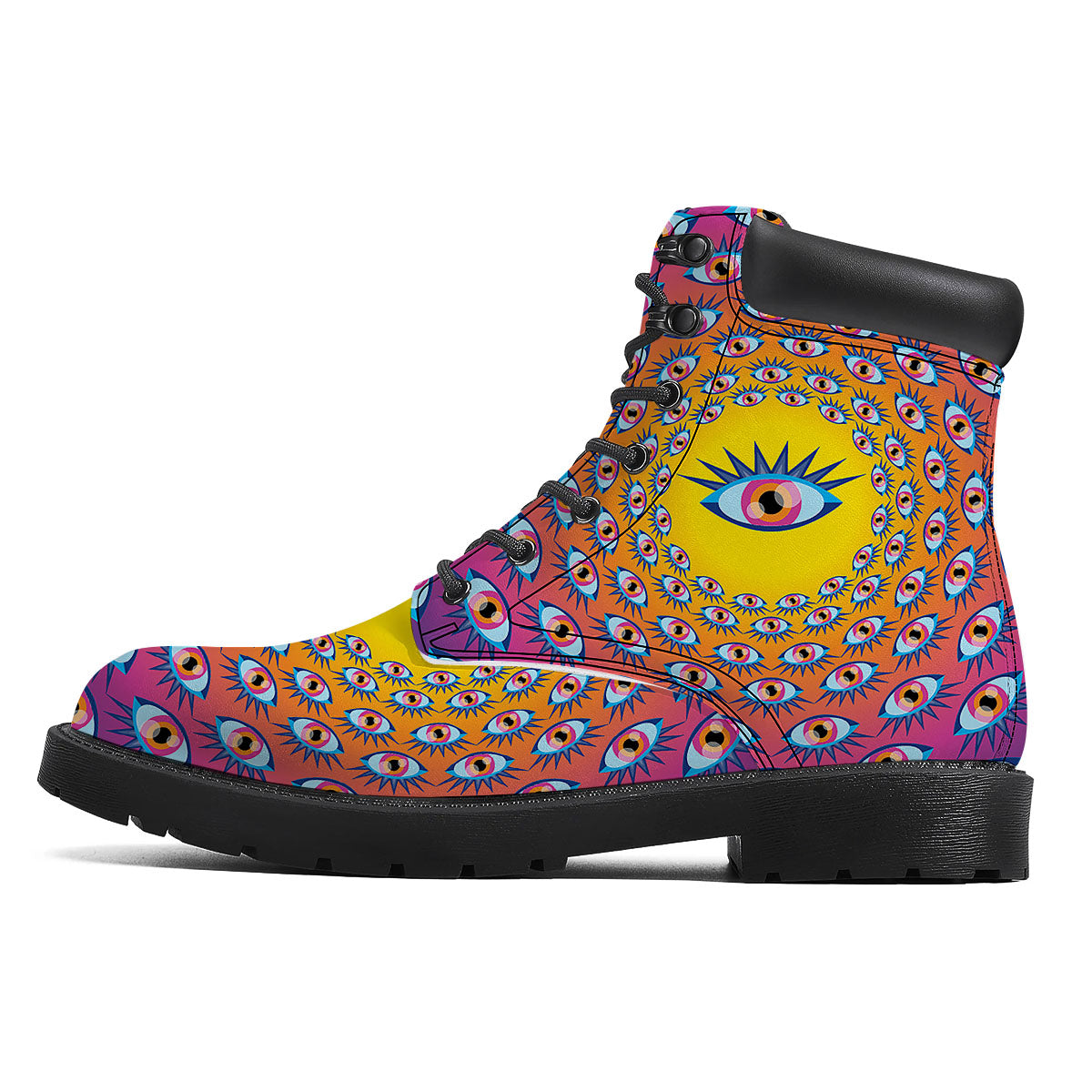 Trippy Psychedelic Eyes Print Boots-grizzshop