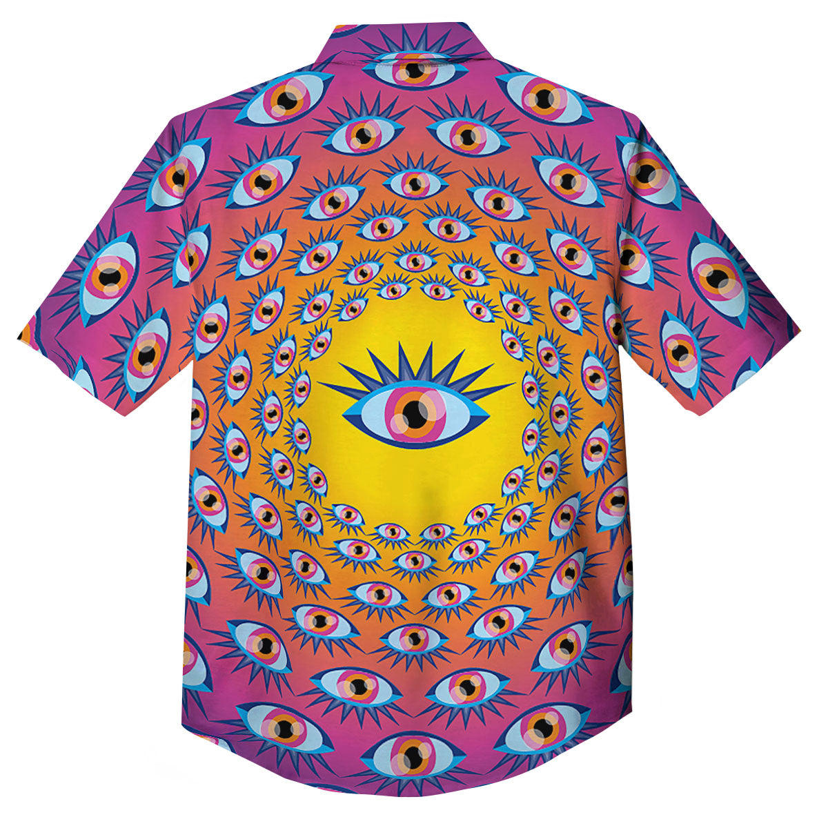 Trippy Psychedelic Eyes Print Button Up Shirt-grizzshop