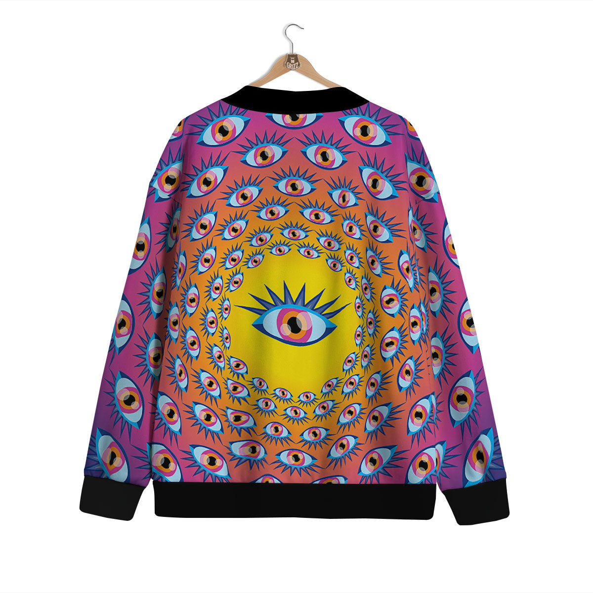 Trippy Psychedelic Eyes Print Cardigan-grizzshop