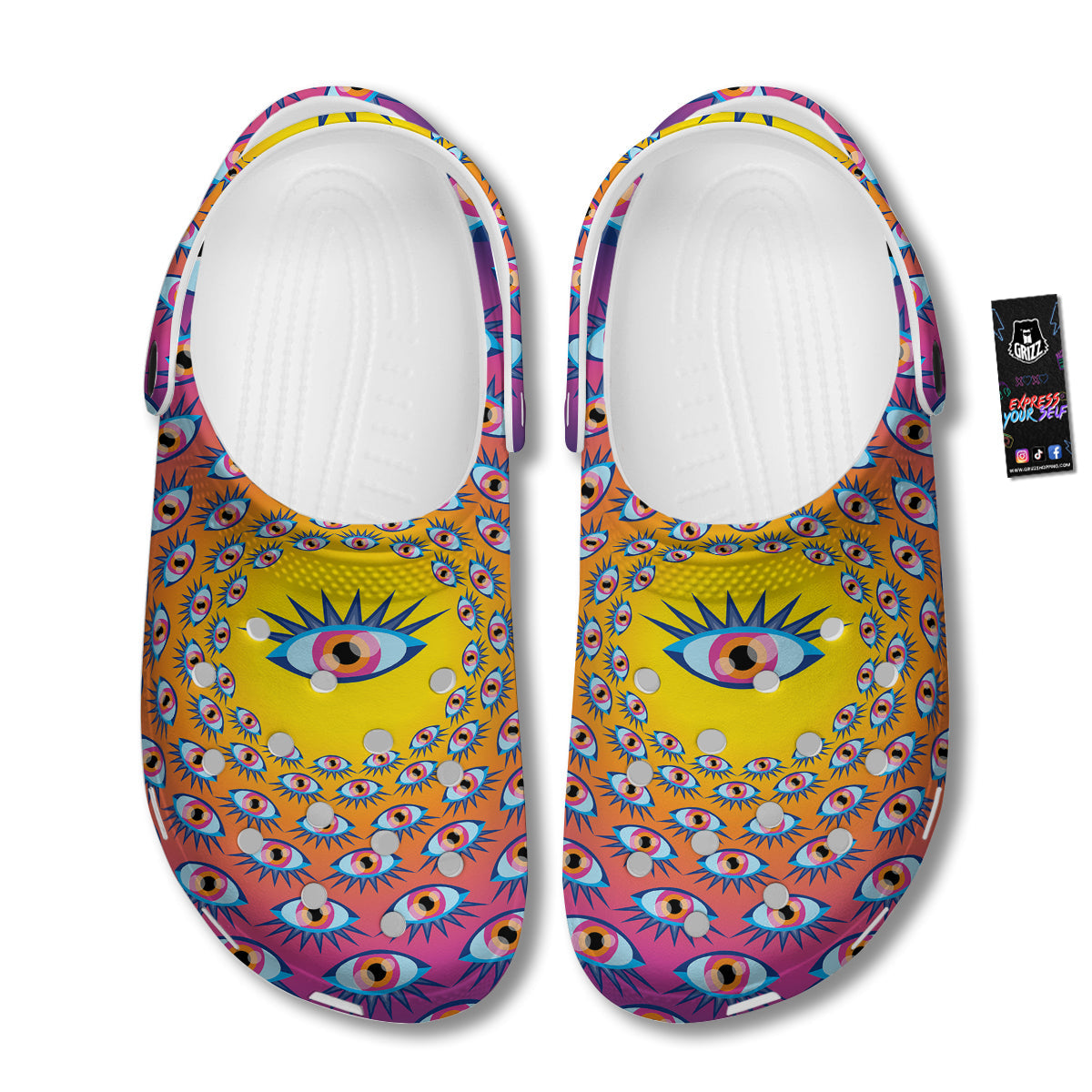 Trippy Psychedelic Eyes Print Clog-grizzshop